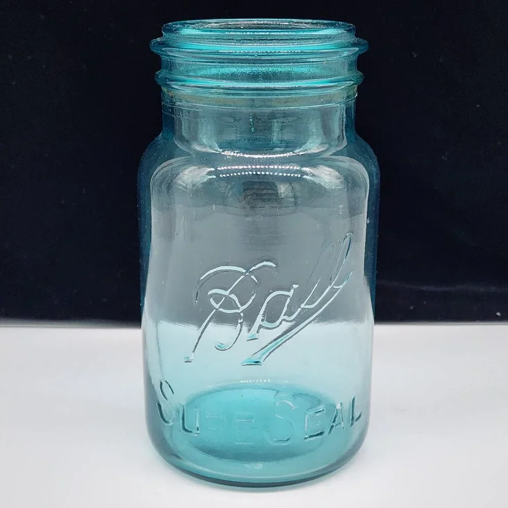 Vintage Ball Blue Glass Sure Seal Mason Jar #10 Jar Only No Lid 7